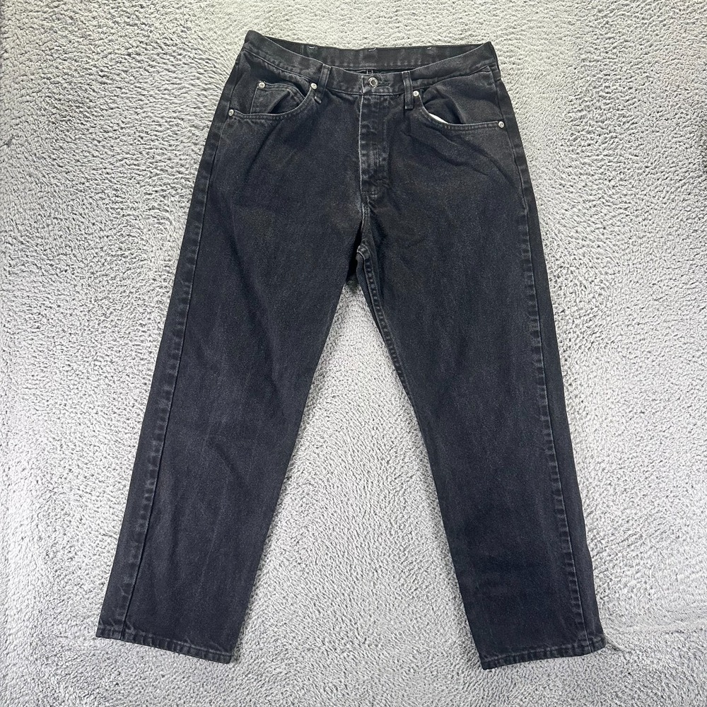 Wrangler Jeans Mens 34x30 Black Cotton Denim Straight Relaxed Travel Workwear